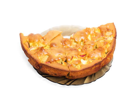 delicious apple pie on a white background isolatedの写真素材