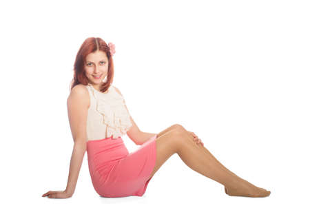 young woman on a white background isolatedの写真素材