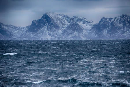 ocean and mountains landscapeの写真素材