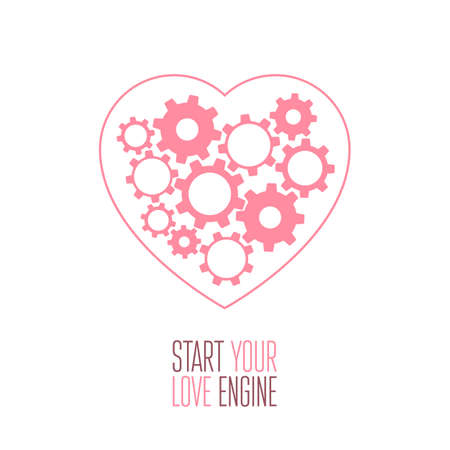 Heart with gears inside  Vector illustrationのイラスト素材