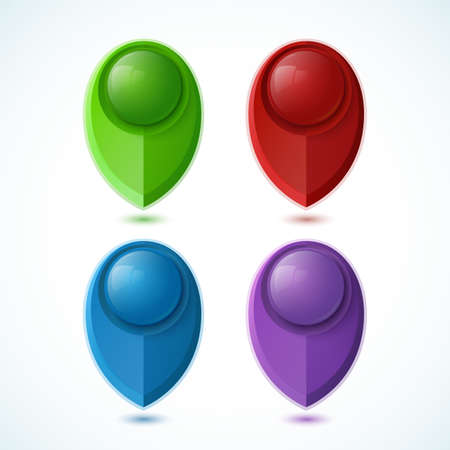 Set of four glossy map pointers  Vector illustrationのイラスト素材