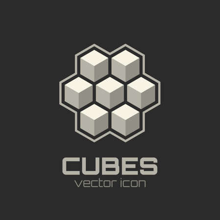 Abstract icon with 3d cubes  Vector illustrationのイラスト素材
