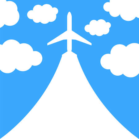 Abstract background with airplane and clouds  Vector illustrationのイラスト素材