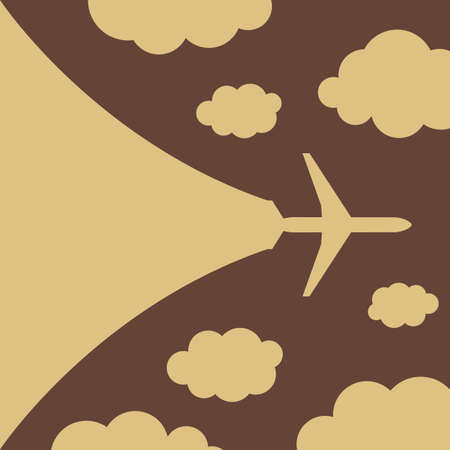 Abstract background with airplane and clouds  Vector illustrationのイラスト素材