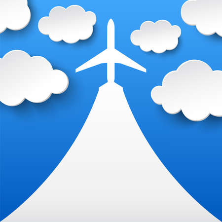 Abstract background with airplane and clouds  Vector illustrationのイラスト素材