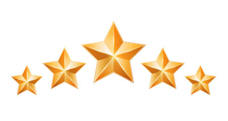 Five gold stars isolated on white background  Design elements  Vector illustrationのイラスト素材