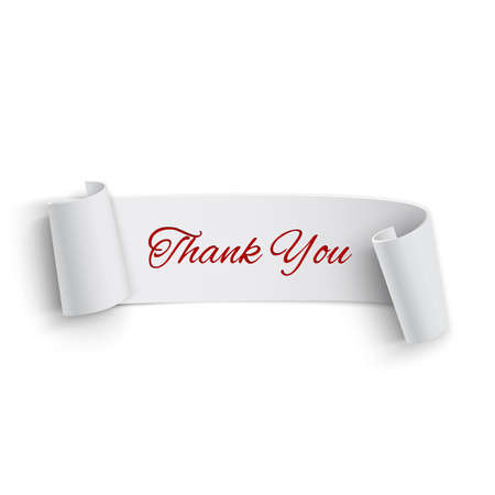 Realistic detailed thank you curved paper banner  Ribbon  Vector illustrationのイラスト素材
