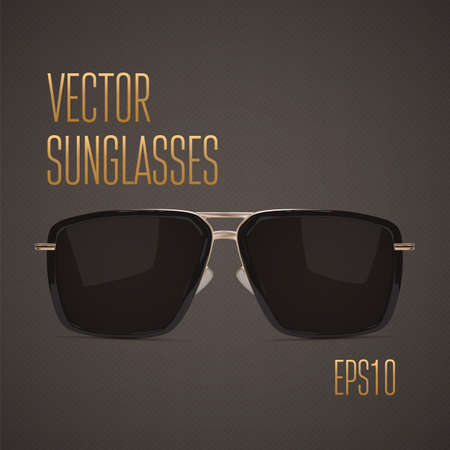 Realistic sunglasses icon on dark background  Vector illustrationのイラスト素材
