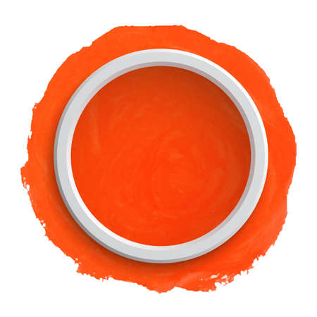 Round orange watercolor banner. Stain.のイラスト素材