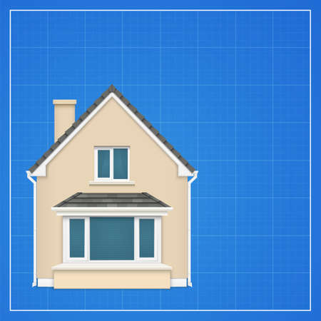 Architecture background with detailed house on a blueprint. Vector illustrationのイラスト素材