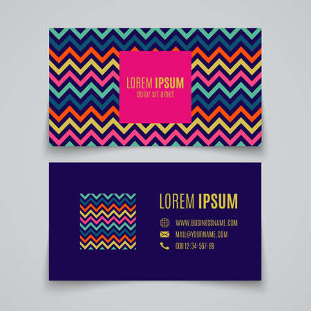 Business card template. Zigzag pattern. Vector illustrationのイラスト素材