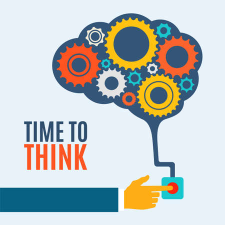 Time to think, creative brain idea concept, background illustrationのイラスト素材