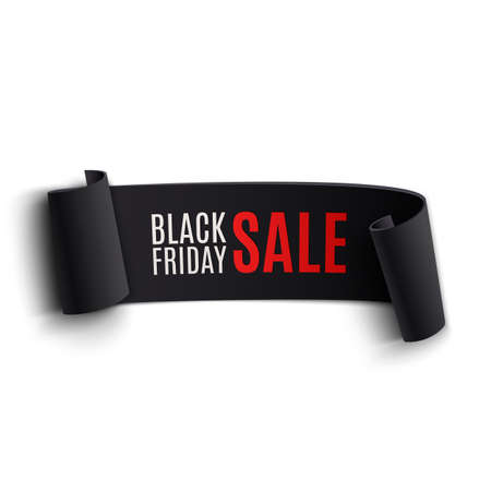 Black friday sale realistic curved paper banner