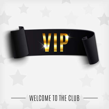 VIP background with realistic black curved ribbon. Vector illustrationのイラスト素材