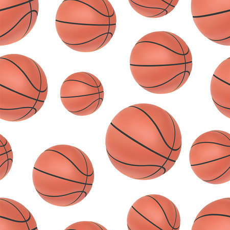 Realistic basketball seamless pattern. Sport background. Vector illustrationのイラスト素材