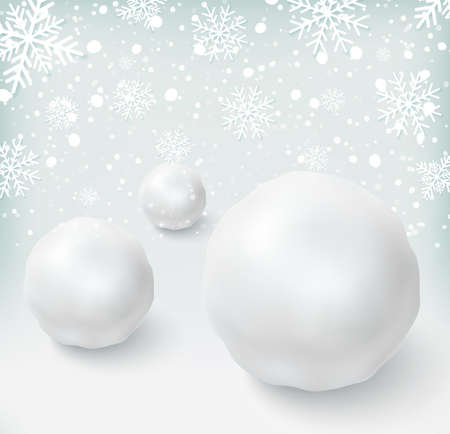 Background with snowballs and snow. Winter background. Vector illustrationのイラスト素材