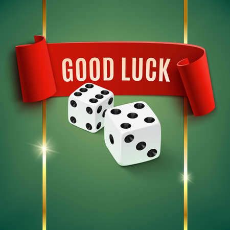 Good luck, casino background wit dice. Vector illustrationのイラスト素材