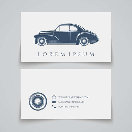 Business card template. Classic car logo. Vector illustrationのイラスト素材