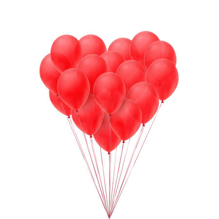 Red balloons in form of heart. Valentines Day icon. Vector illustrationのイラスト素材