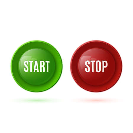 Two glossy buttons, start and stop. Vector illustrationのイラスト素材