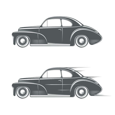 Black and white classic car icon. Vector illustrationのイラスト素材