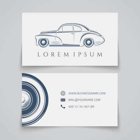 Business card template. Classic car. Vector illustrationのイラスト素材