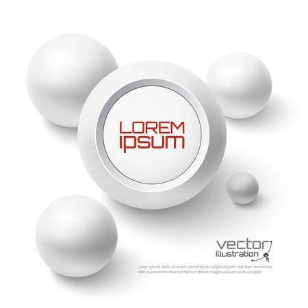 Abstract background with round banner and realistic spheres. Vector illustrationのイラスト素材