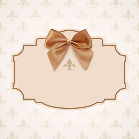 Blank banner with golden ribbon and a bow. Vintage, classic background. Vector illustrationのイラスト素材