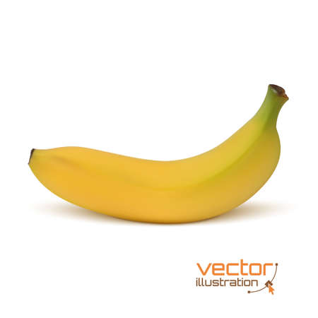 Realistic banana icon, isolated on white background. Vector illustrationのイラスト素材