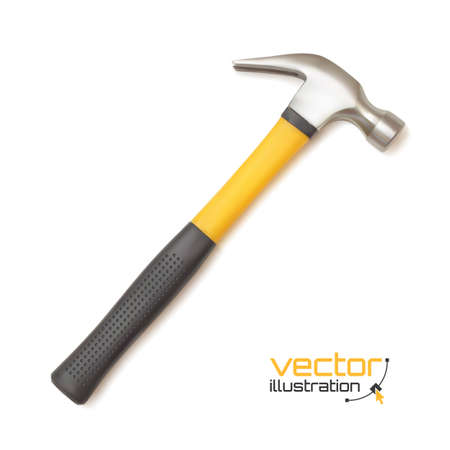 Realistic hammer icon, isolated on white background. Vector illustrationのイラスト素材