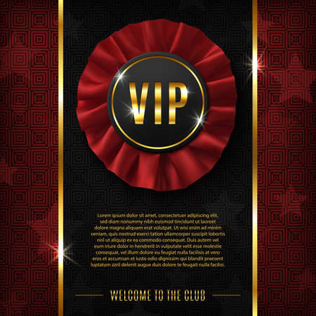 VIP background with realistic, fabric award ribbon. Vector illustration.のイラスト素材