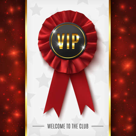 VIP background with realistic red fabric award ribbon. のイラスト素材