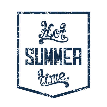 Hot summer time. Calligraphic handwritten vintage grunge retro background. Typographic design. Hand lettering. Vector illustration.のイラスト素材