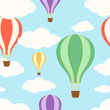 Air balloons in the sky. Seamless pattern. Vector illustration.のイラスト素材