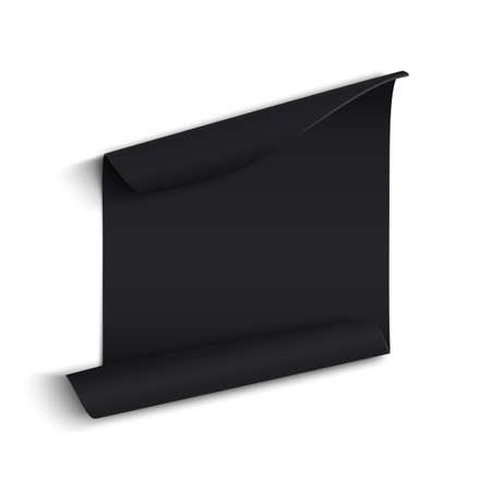 Black curved paper banner, isolated on white background. Vector illustration.のイラスト素材
