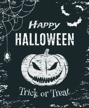 Grunge Happy Halloween  poster template. T-shirt graphics. Vector illustration.のイラスト素材
