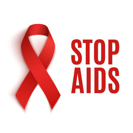 Stop AIDS background  red ribbon. Vector illustration.のイラスト素材