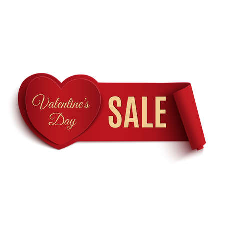 Valentines Day Sale banner, isolated on white background. Vector illustration.のイラスト素材