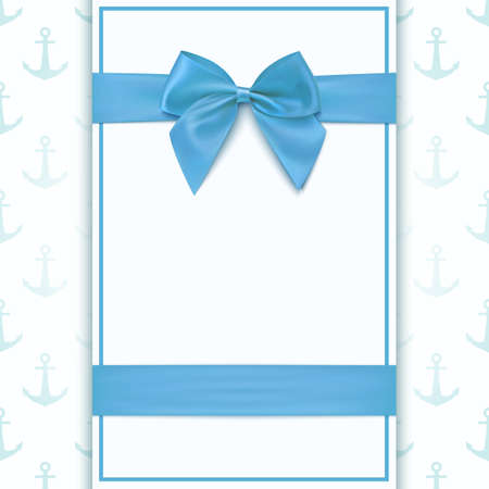 Blank greeting card template for baby boy shower celebration or baby boy announcement card. Vector illustration.のイラスト素材