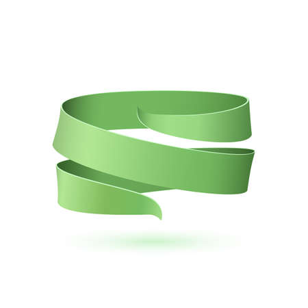 Green ribbon isolated on white background. Vector illustration.のイラスト素材