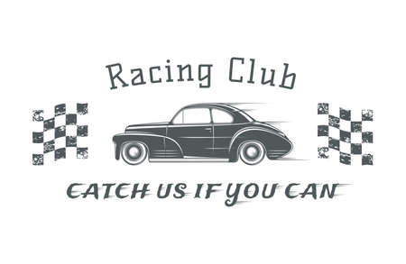 Vintage classic car label, racing club badge template. illustration.のイラスト素材