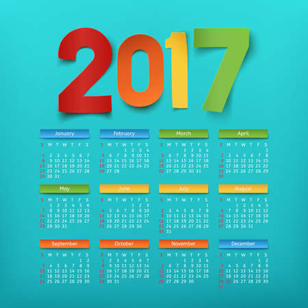 Calendar template for a year 2017. Vector illustration.のイラスト素材