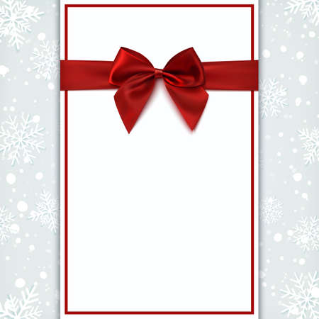 Blank greeting card with red bow. Invitation, flyer or brochure template. Vector illustration.のイラスト素材