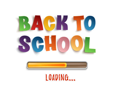 Back To School loading. Colorful design isolated on white background. Vector illustration.のイラスト素材