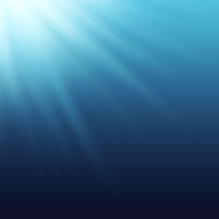 Sun rays, beams shining true the blue water.のイラスト素材
