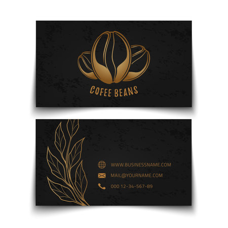 Coffee beans logo design. Black busines card template for corporate company isolated on white background.のイラスト素材