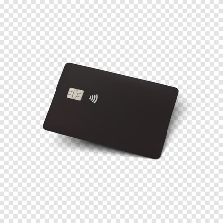 Black credit card. Blank realistic template for your projects. Vector illustration.のイラスト素材