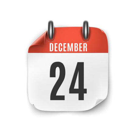 December 24 calendar icon isolated on white background. Christmasのイラスト素材