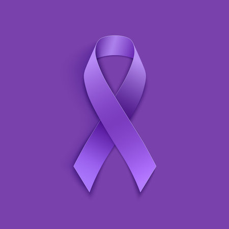 World cancer day purple ribbon on purple background.のイラスト素材