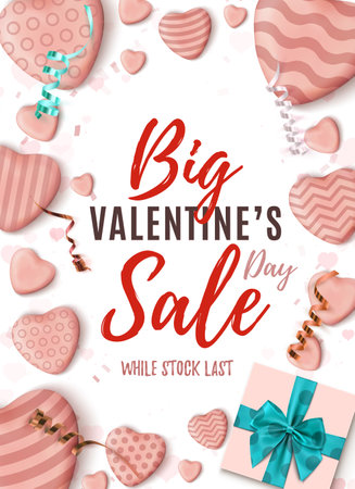 Big Valentines Day sale vertical poster. Abstract design template.のイラスト素材
